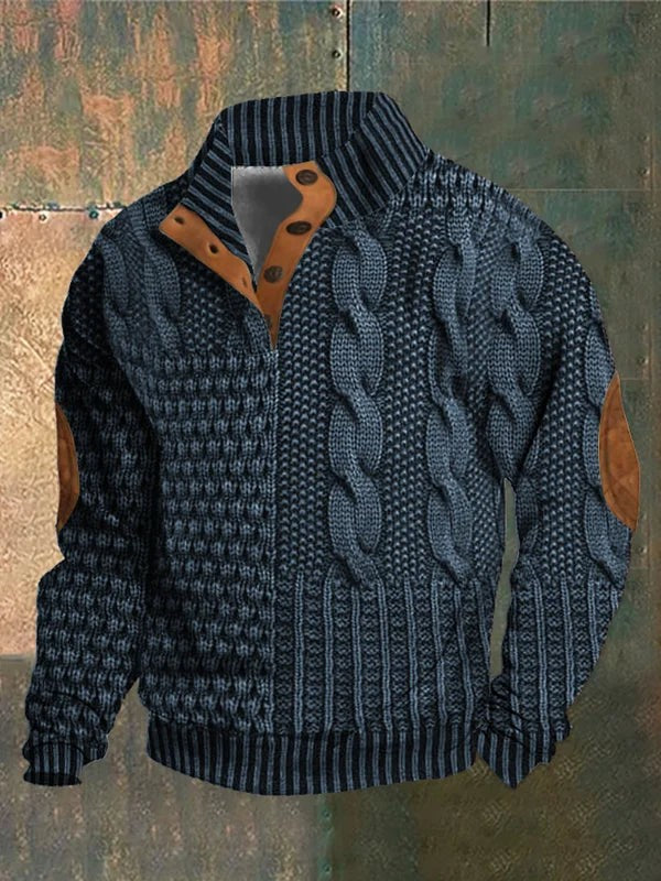 Men's chunky knit sweater with a raised pattern - product photo 5