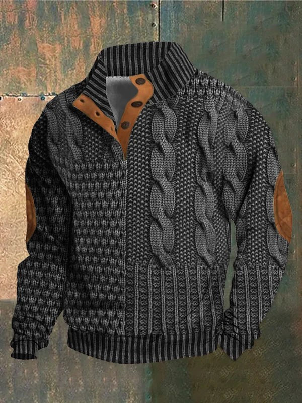 Men's chunky knit sweater with a raised pattern - product photo 6