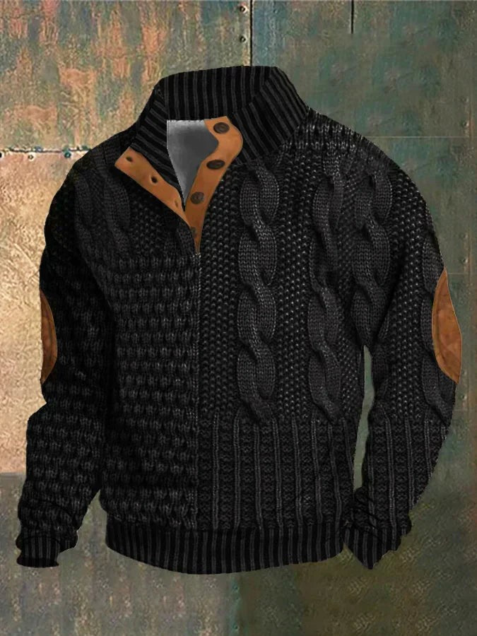Men's chunky knit sweater with a raised pattern - product photo 7