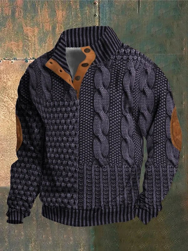 Men's chunky knit sweater with a raised pattern - product photo 8