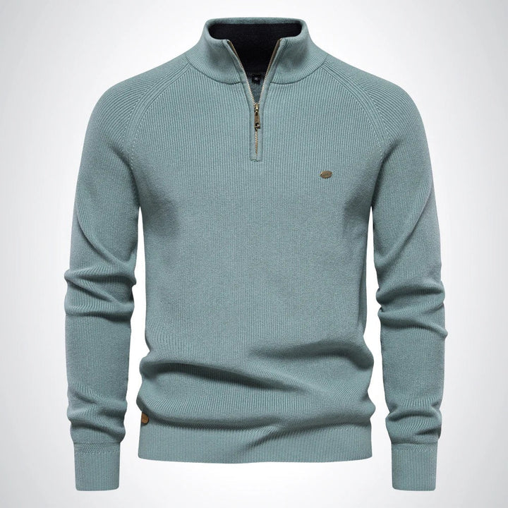 Men's cotton sweater with a zip collar - product photo 3