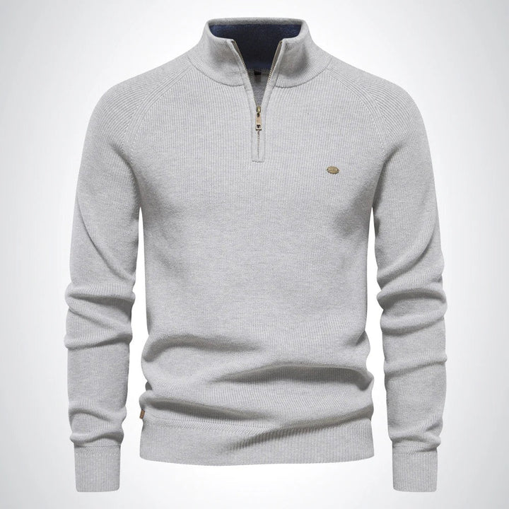 Men's cotton sweater with a zip collar - product photo 4