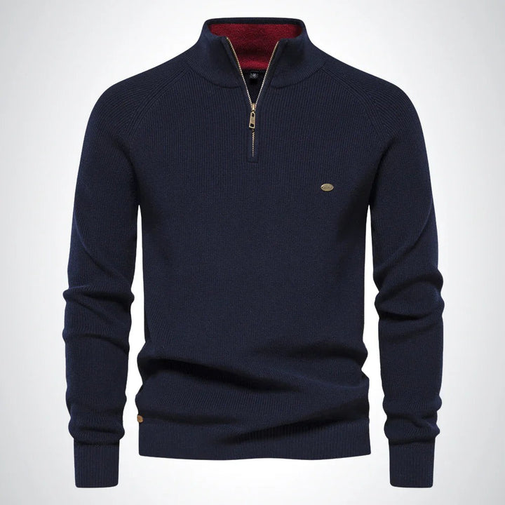 Men's cotton sweater with a zip collar - product photo 5