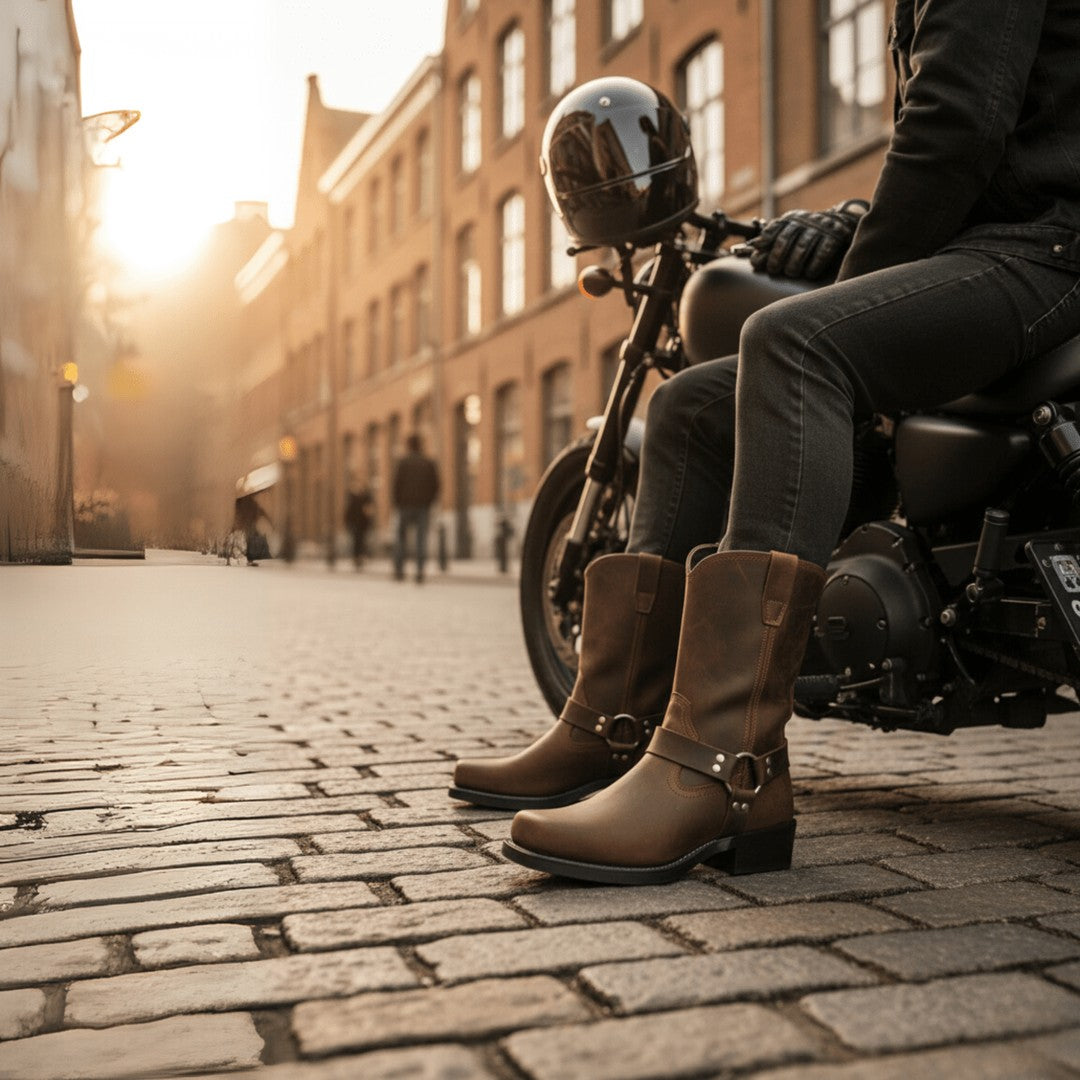 Men's pull-on harness boot with a tall shaft and oil-resistant sole - product photo 4