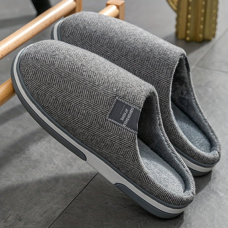Herringbone slippers with a plush lining and non-slip sole - product photo 1