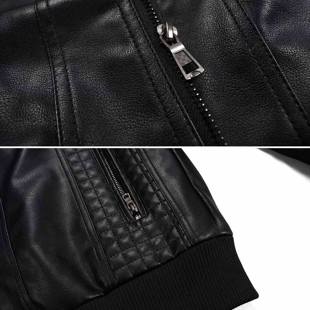 Men's hooded leather jacket - product photo 5