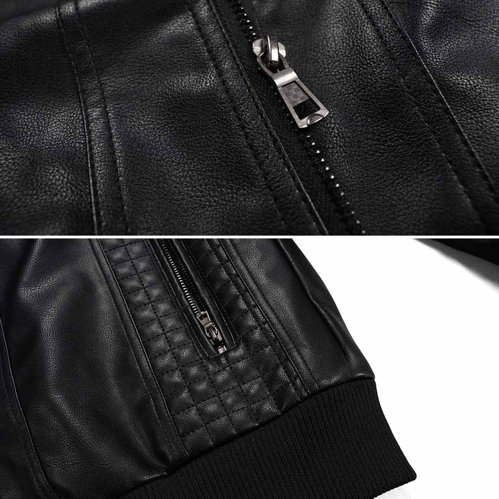 Men's hooded leather jacket - product photo 5