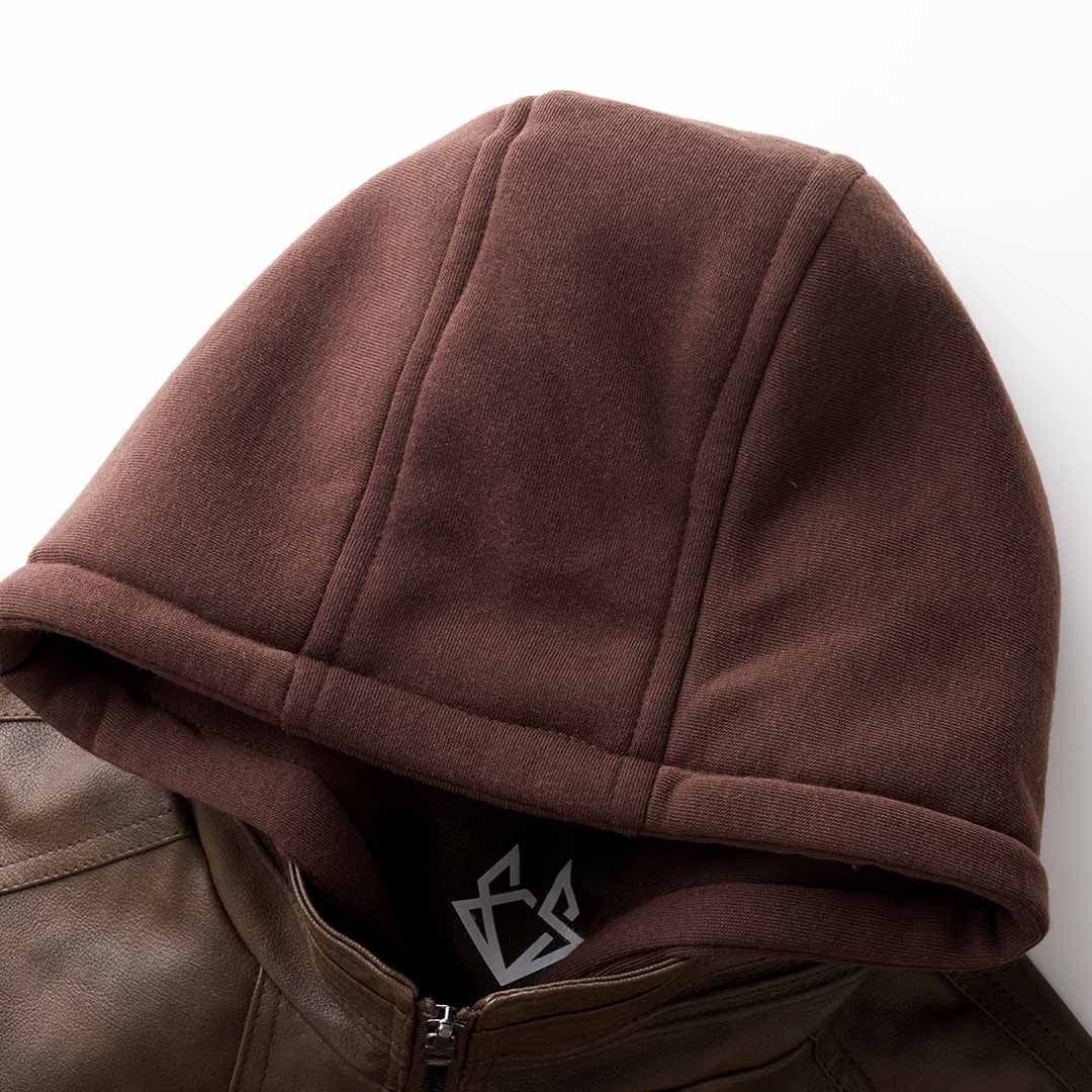 Men's hooded leather jacket - product photo 6