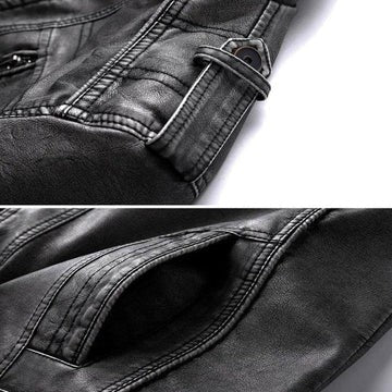 Men's black leather jacket - product photo 3