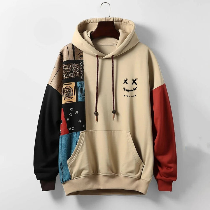 Men's patchwork hoodie in a cotton blend - product photo 1