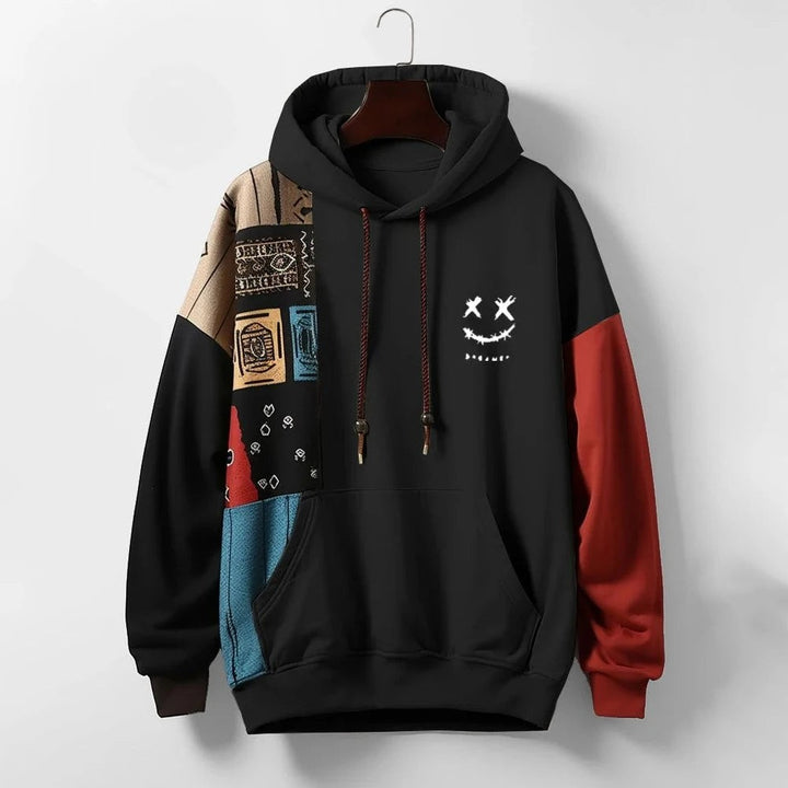 Men's patchwork hoodie in a cotton blend - product photo 2