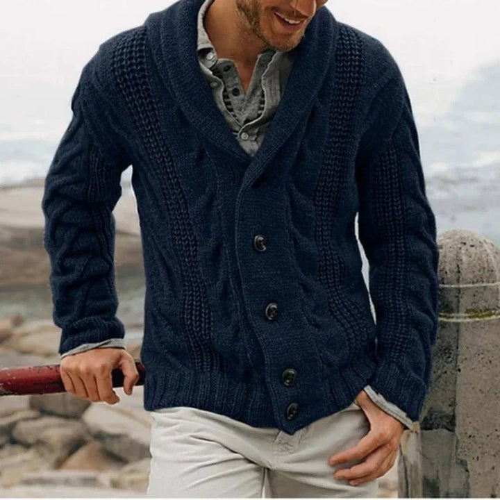 Men's shawl collar cable knit cardigan - product photo 1