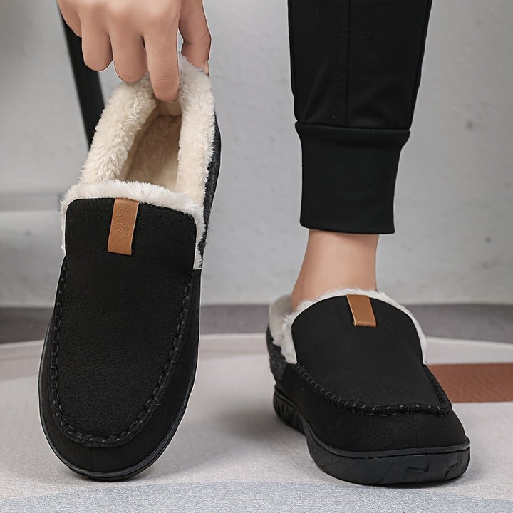 Men's sheepskin-lined slippers with a non-slip sole - product photo 4