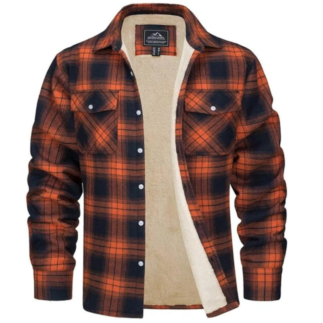 Men's sherpa-lined plaid shirt jacket - product photo 1