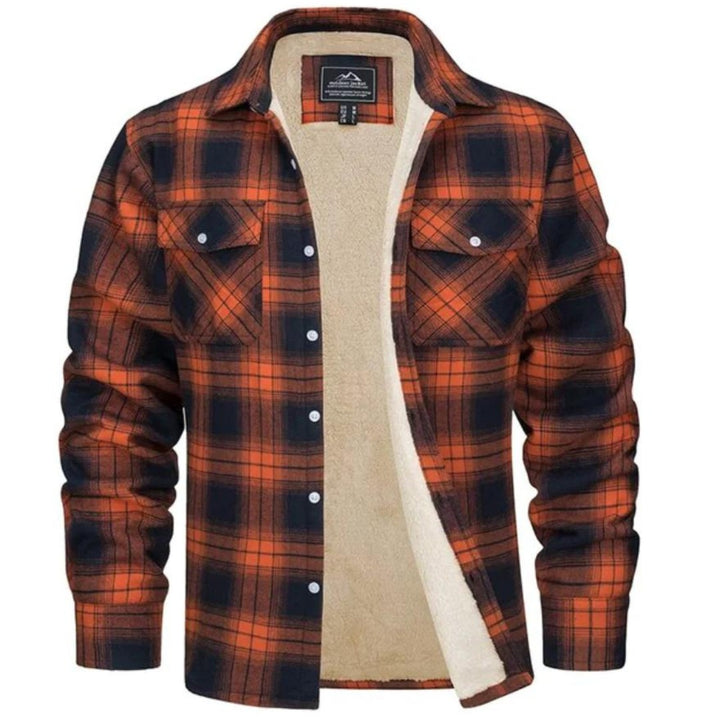 Men's sherpa-lined plaid shirt jacket - product photo 1