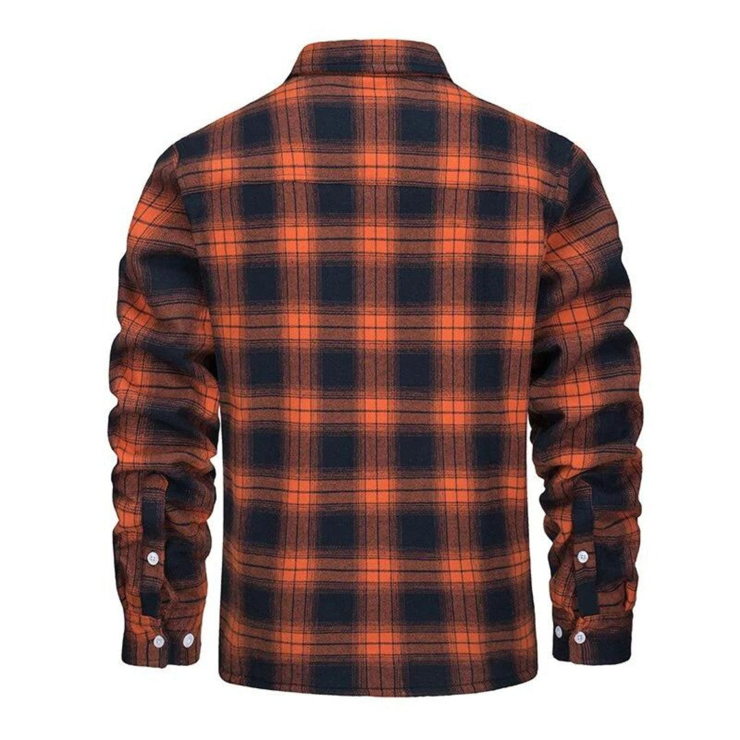 Men's sherpa-lined plaid shirt jacket - product photo 2