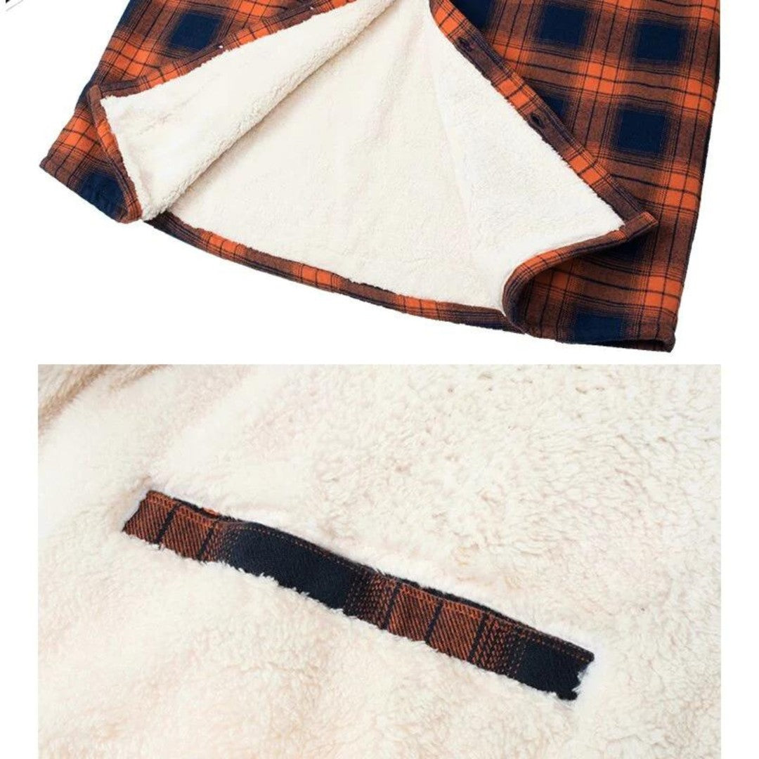 Men's sherpa-lined plaid shirt jacket - product photo 4