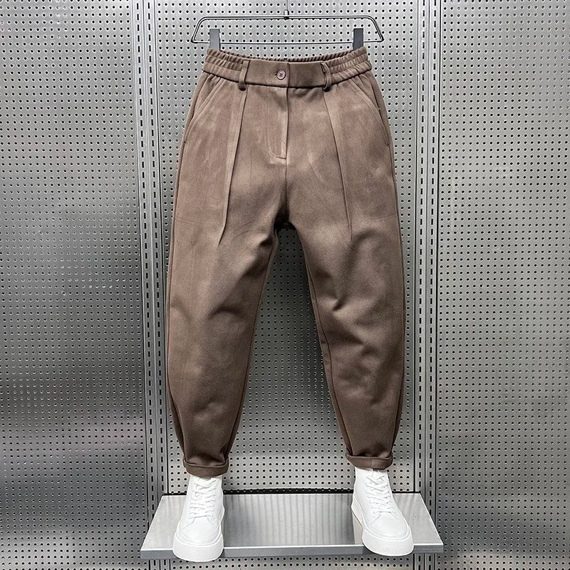 Men's slim fit marled stretch trousers - product photo 3