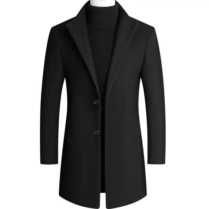 Men's slim-fit wool overcoat - product photo 2