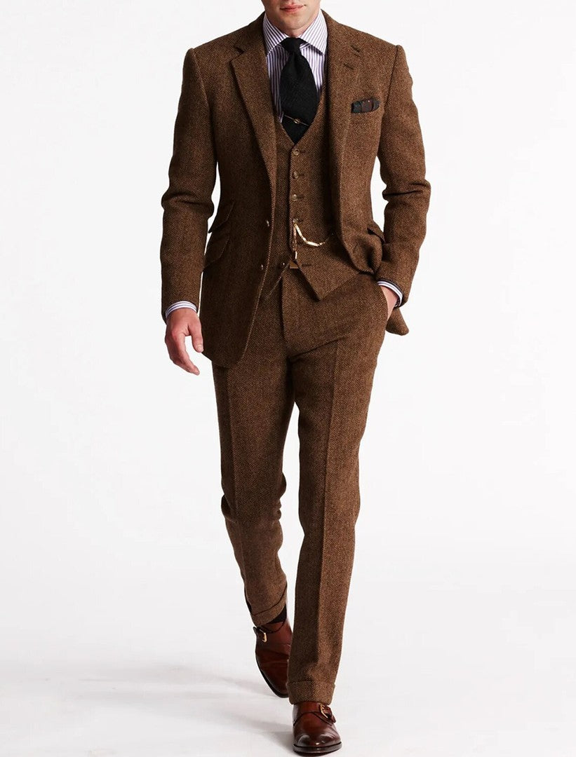 Men's three-piece tweed tuxedo suit - product photo 1