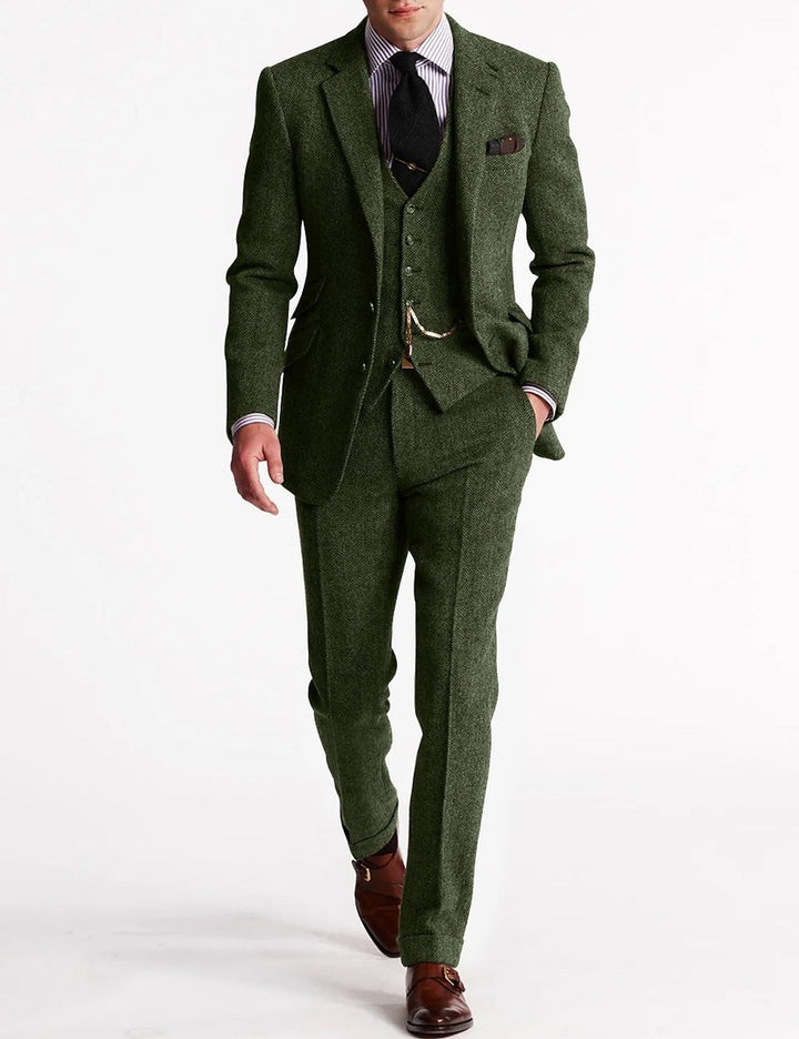Men's three-piece tweed tuxedo suit - product photo 2