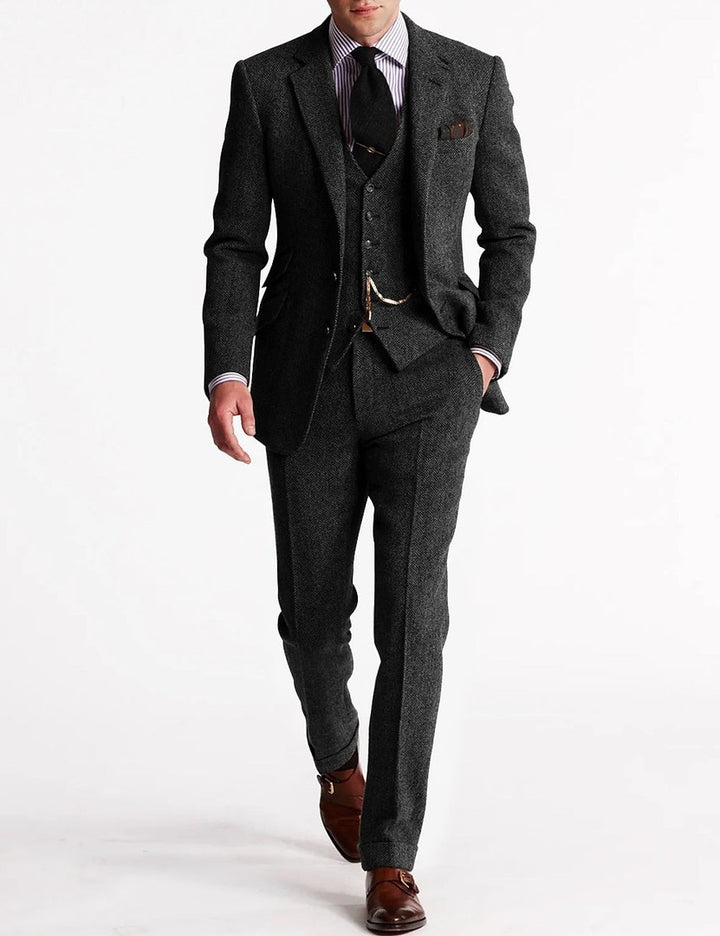Men's three-piece tweed tuxedo suit - product photo 6
