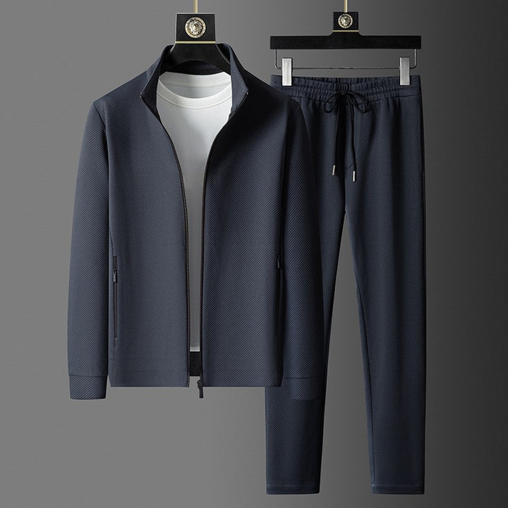 Men's two-piece stretch tracksuit in black - product photo 1