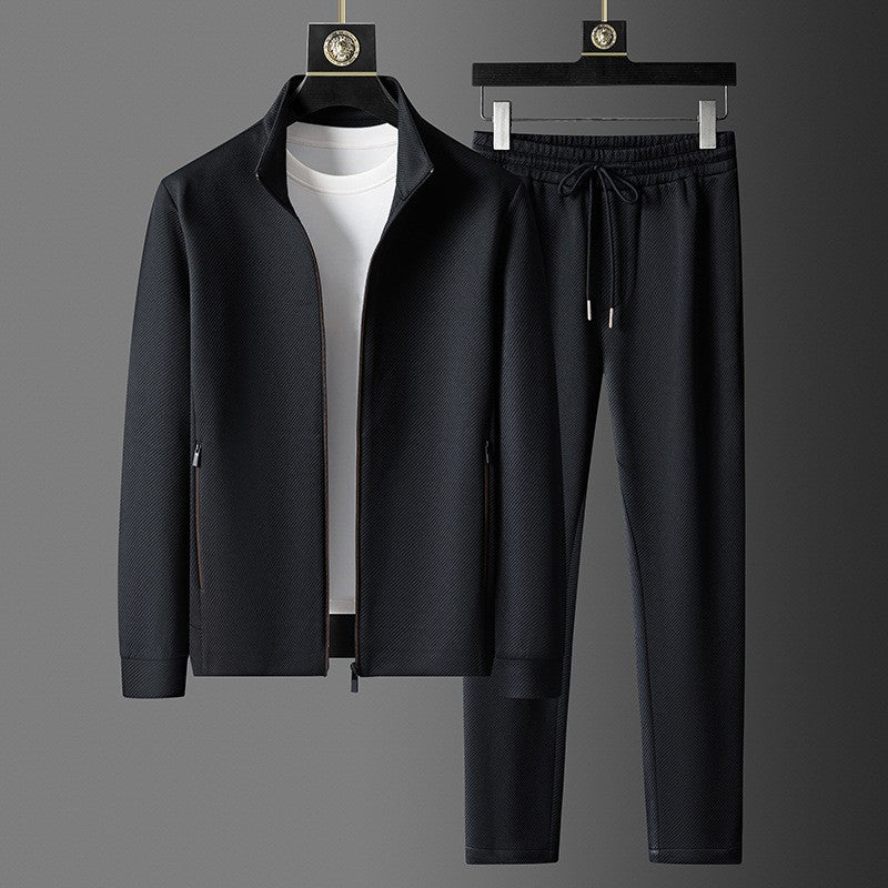 Men's two-piece stretch tracksuit in black - product photo 2