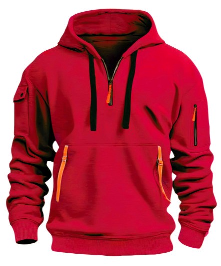 Men's zip-up hoodie in stretch polyester - product photo 1