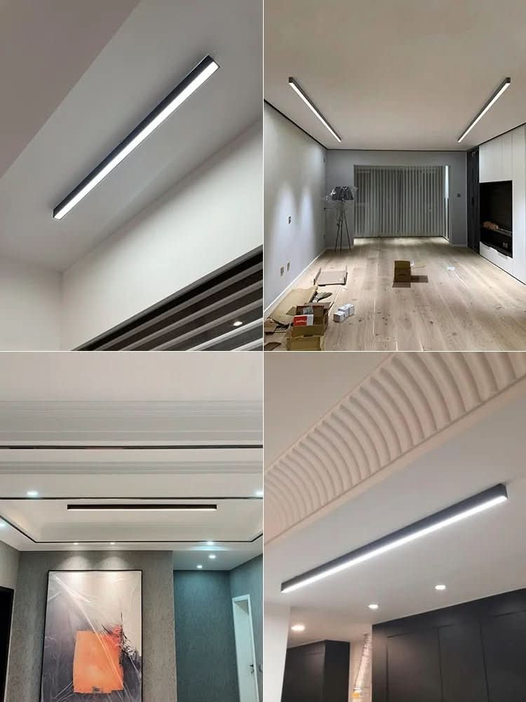 Minimalist linear LED ceiling bar lamp lighting a modern room - product photo 8