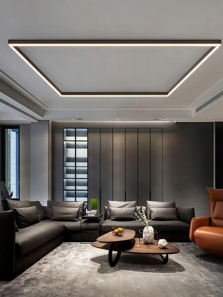 Minimalist linear LED ceiling bar lamp lighting a modern room - product photo 9