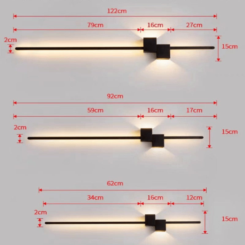 Minimalist linear LED wall light casting a soft glow along a wall - product photo 10