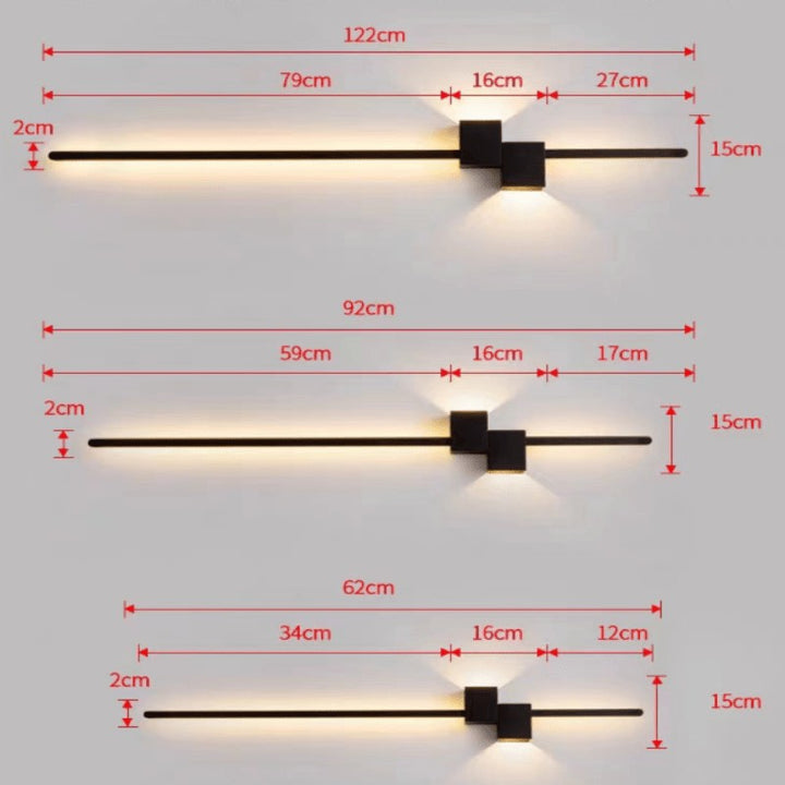 Minimalist linear LED wall light casting a soft glow along a wall - product photo 10