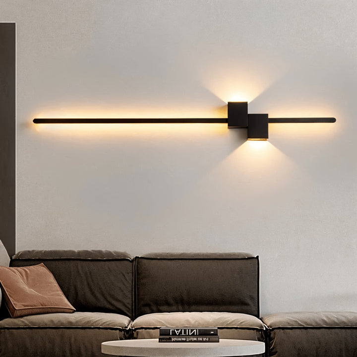 Minimalist linear LED wall light casting a soft glow along a wall - product photo 2