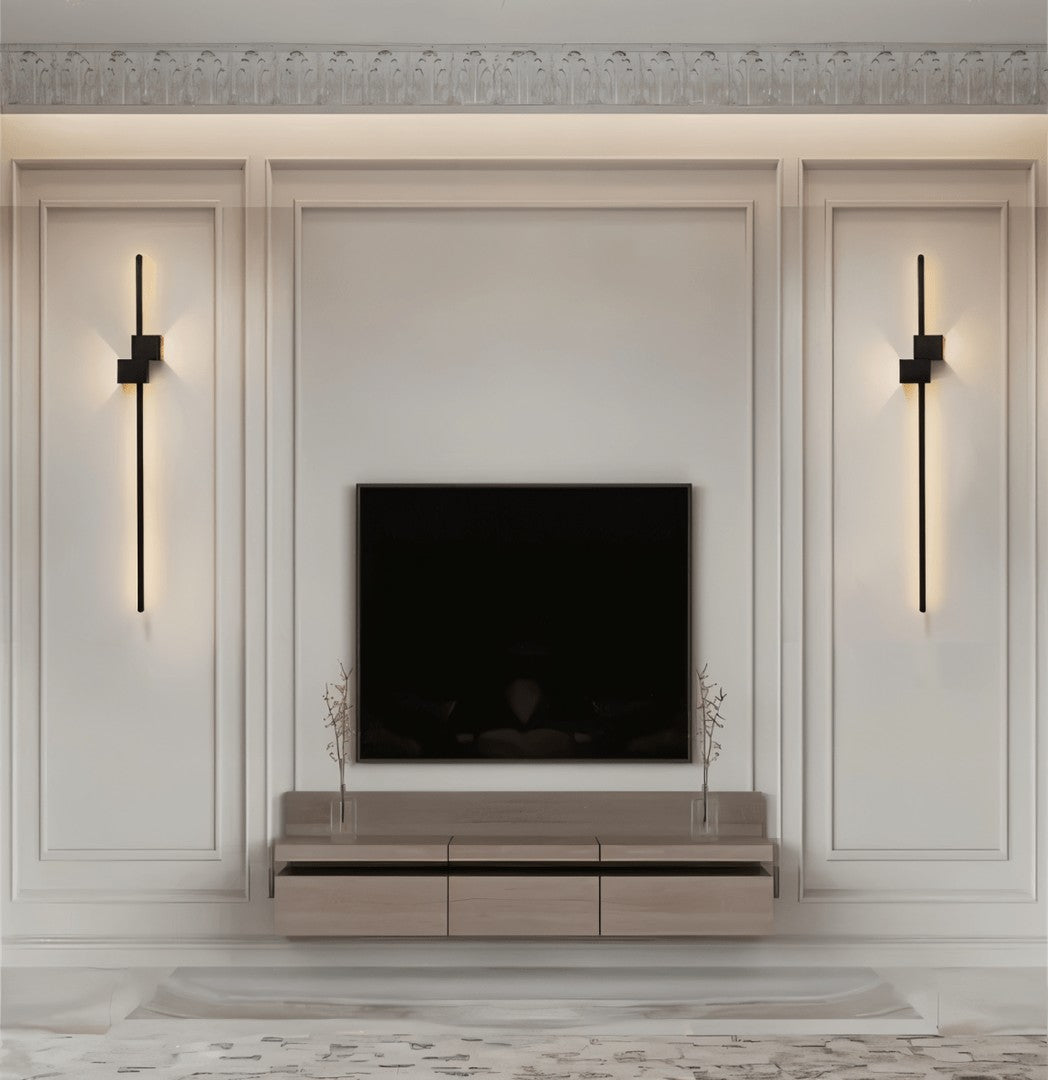 Minimalist linear LED wall light casting a soft glow along a wall - product photo 6