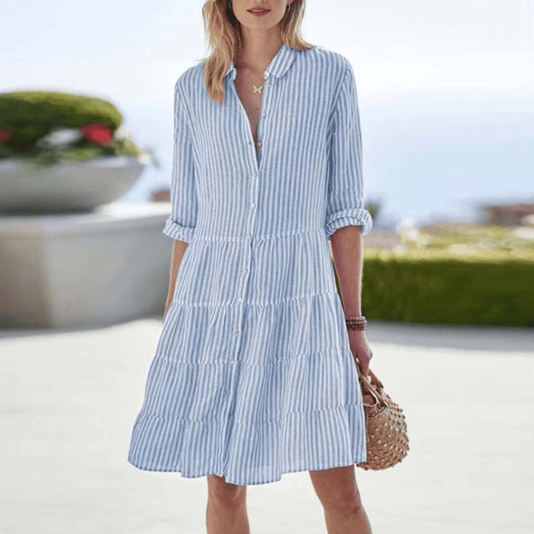 Mabel | Classic Striped Button-Front Mini Dress For Women