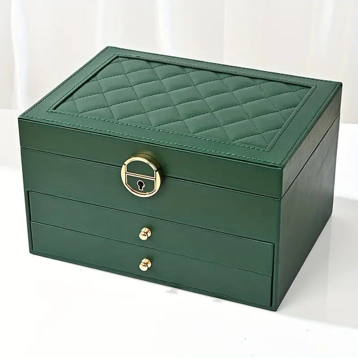 Multilayer vegan leather jewellery box with lined compartments - product photo 1
