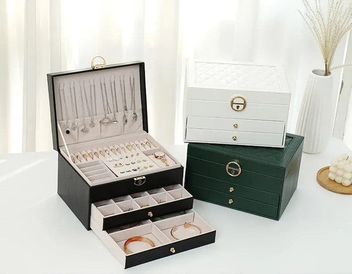 Multilayer vegan leather jewellery box with lined compartments - product photo 12