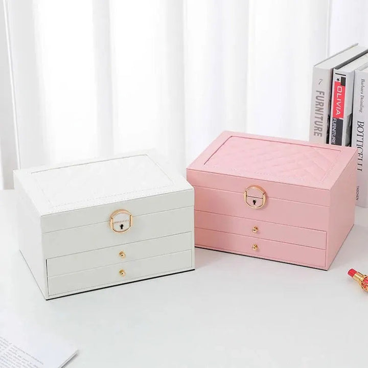Multilayer vegan leather jewellery box with lined compartments - product photo 17