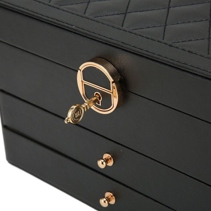 Multilayer vegan leather jewellery box with lined compartments - product photo 6