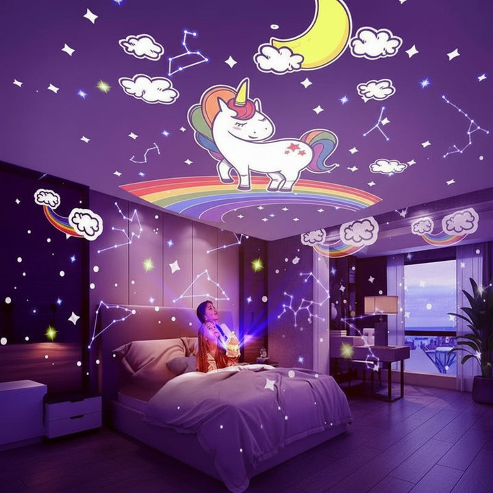 Star projector casting a galaxy across a ceiling - product photo 3