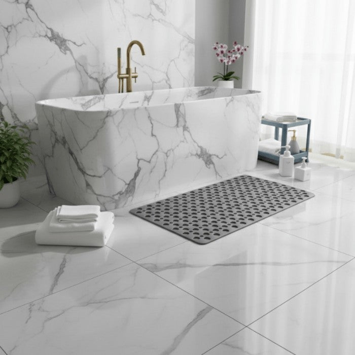 Non-slip shower mat with suction cups and drainage holes in a bathtub - product photo 2
