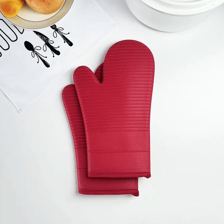 Non-slip silicone oven gloves with long forearm cuffs - product photo 5