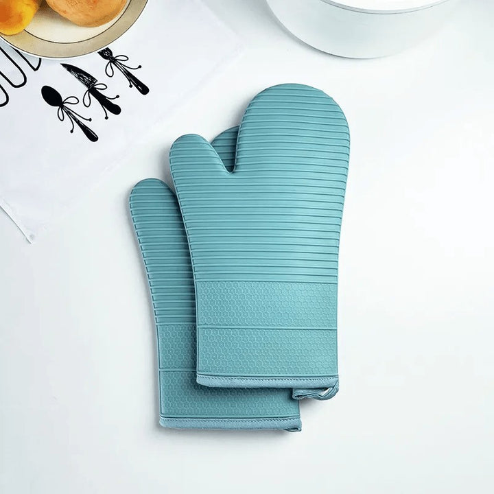 Non-slip silicone oven gloves with long forearm cuffs - product photo 6