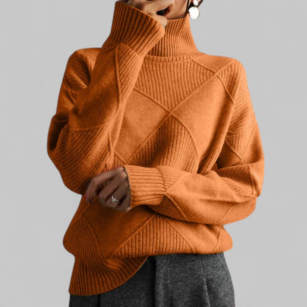 Nadia | Cozy Oversized Patterned Winter Turtleneck Sweater for Women