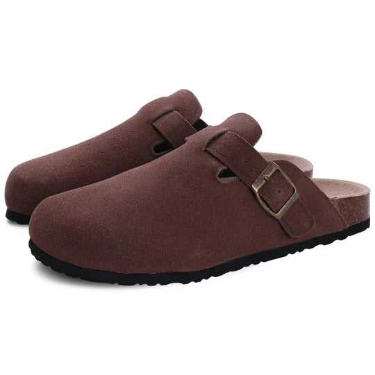 Luna | Soft Suede Comfort Slippers with Natural Cork Footbed for Women