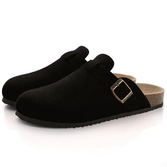 Luna | Soft Suede Comfort Slippers with Natural Cork Footbed for Women