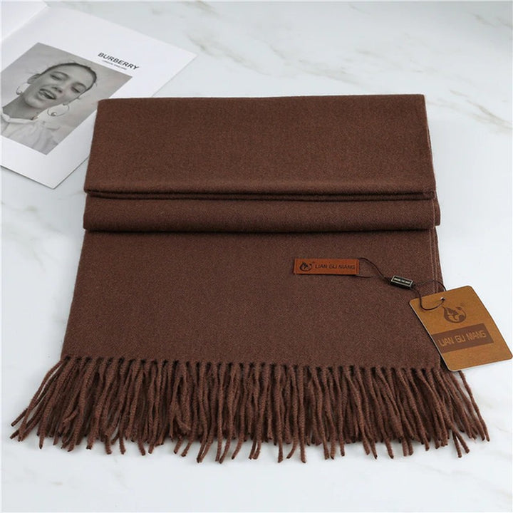 Oversized cashmere-blend scarf with tasselled ends - product photo 10