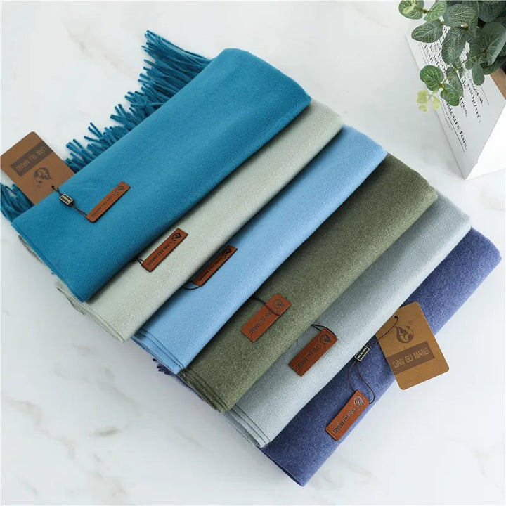 Oversized cashmere-blend scarf with tasselled ends - product photo 11