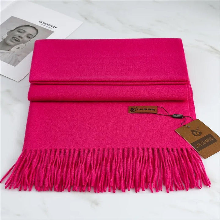Oversized cashmere-blend scarf with tasselled ends - product photo 3